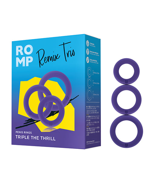 ROMP Remix Trio Purple Penis Ring Set - Enhance Performance & Pleasure Product Image.