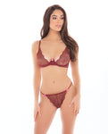 Rene Rofe Luxe Comfort Bra Top & Thong Set in Burgundy