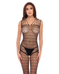 Rene Rofe Black Crotchless Bodystocking - One Size