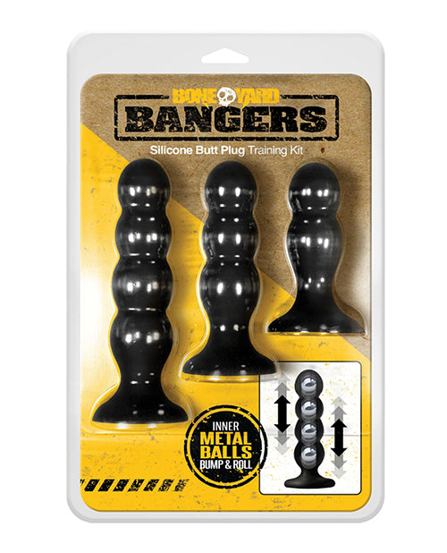 Shop for the Boneyard Bangers Silicone Butt Plug Training Kit - Black at My Ruby Lips