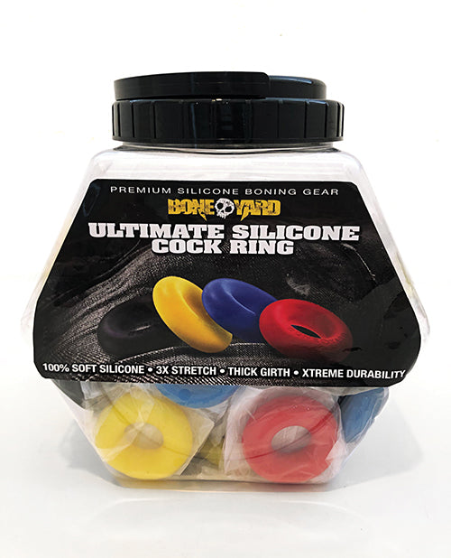 Boneyard Ultimate Silicone Cock Ring Fishbowl - Bowl of 50 - featured product image.