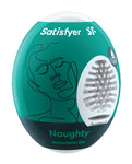 Huevo Masturbador Satisfyer Naughty - Verde Oscuro: Textura similar a la piel, formas interiores variadas, sin lubricante
