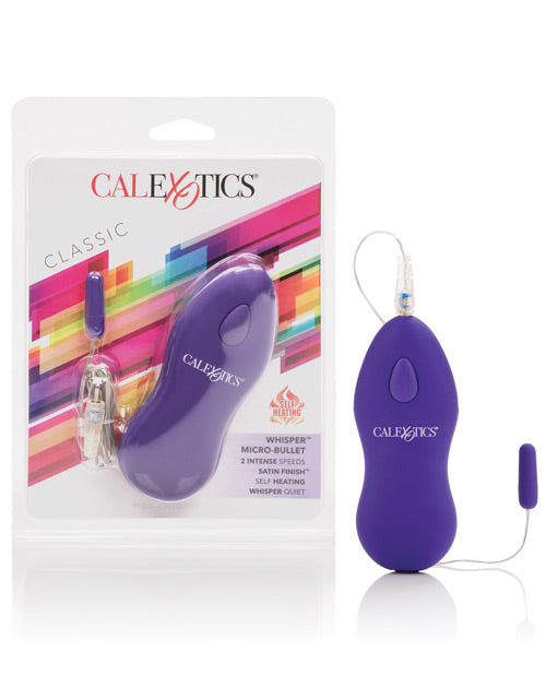 Whisper Micro Bullet: placer intenso, disfrute discreto, satisfacción que se calienta automáticamente en color morado - featured product image.