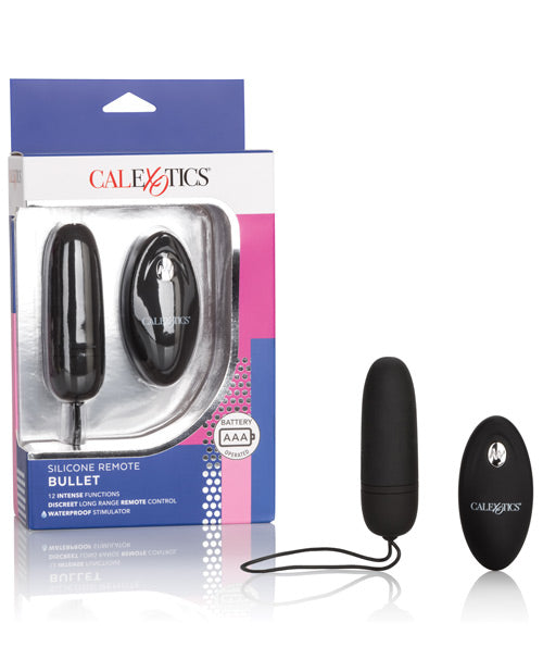 Sensational Black Silicone Remote Bullet with 12 Functions Product Image.