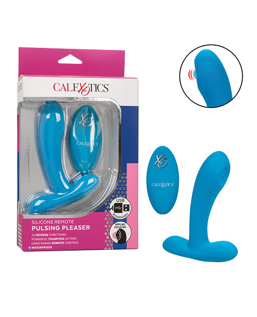 Silicone Remote Pulsing Pleaser with 12 Thumping Functions - Blue: Elevate Your Pleasure - featured product image.