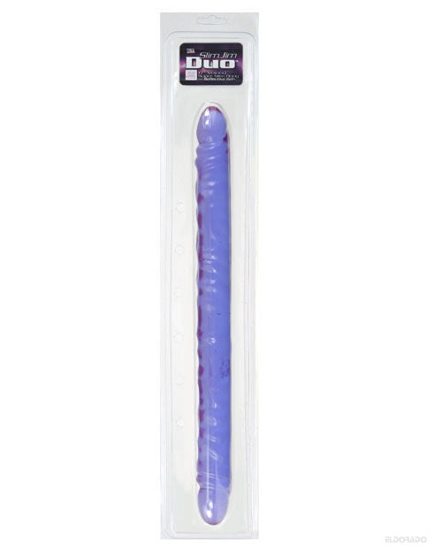 Reflective Gel Purple Double-Ended 17.5" Slim Jim Duo Veined Super Slim Dong - featured product image.