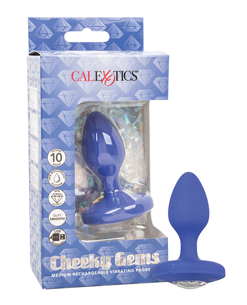 Cheeky Gems Blue Vibrating Probe: Customisable Pleasure Product Image.