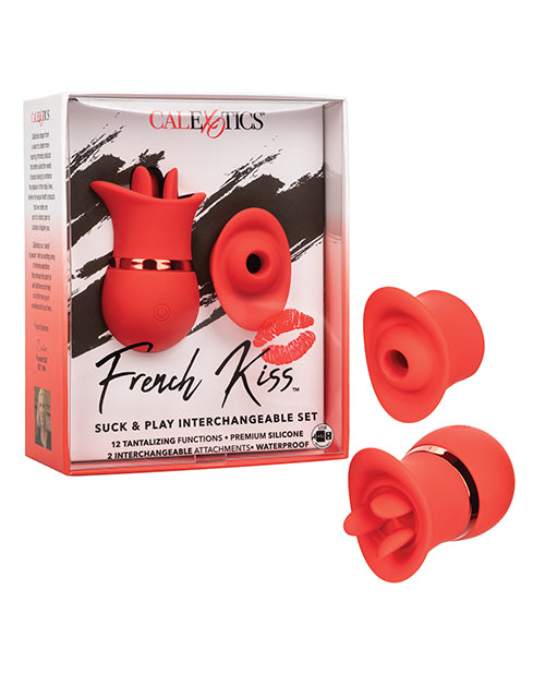 Juego intercambiable French Kiss Suck &amp; Play - Rojo: ¡Doble placer! Product Image.