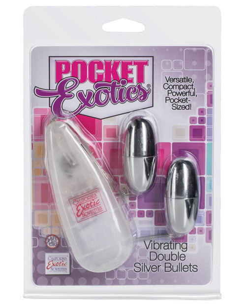 Pocket Exotics Double Silver Bullets: Double the Pleasure, Controlled Stimulation Product Image.