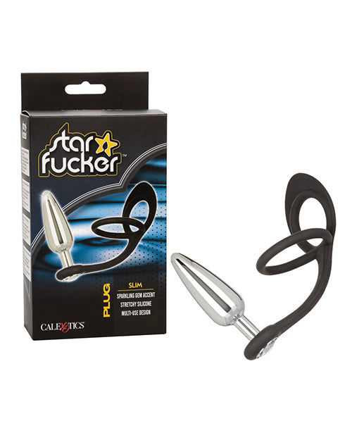 Star Fucker Plug con gema negro con potenciador de silicona - featured product image.