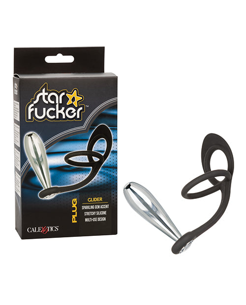 Actualización de placer de Celestial Heights: Star Fucker Glider Gem Plug con potenciador de silicona - Negro - featured product image.