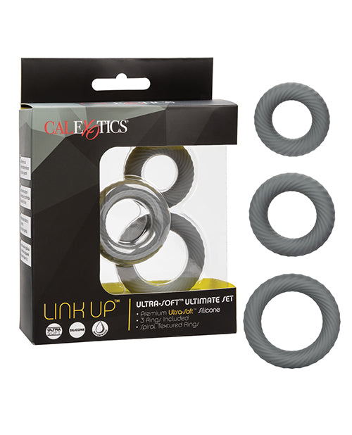 Link Up Ultra-Soft Grey Spiral Texture Rings Product Image.