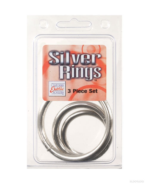 Juego de anillos de placer de plata: máxima estimulación sensual - featured product image.