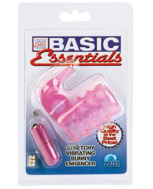 Potenciador de conejito vibratorio elástico Basic Essentials - Rosa Product Image.