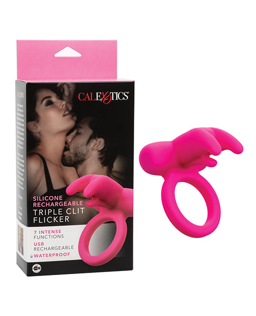 Silicone Triple Clit Flicker: 7 Functions, Waterproof Pleasure Ring 🌸 - featured product image.