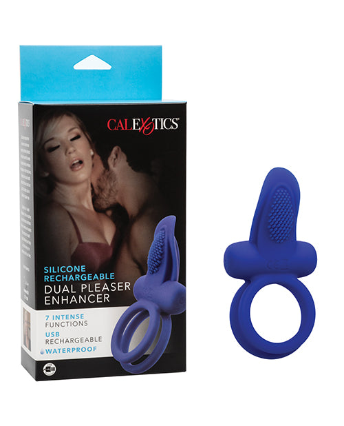 Couples Enhancers Silicone Rechargeable Dual Pleaser Enhancer - Blue Product Image.