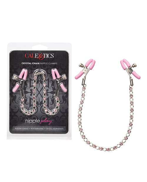 Glamourous Pink Crystal Chain Nipple Clamps - featured product image.