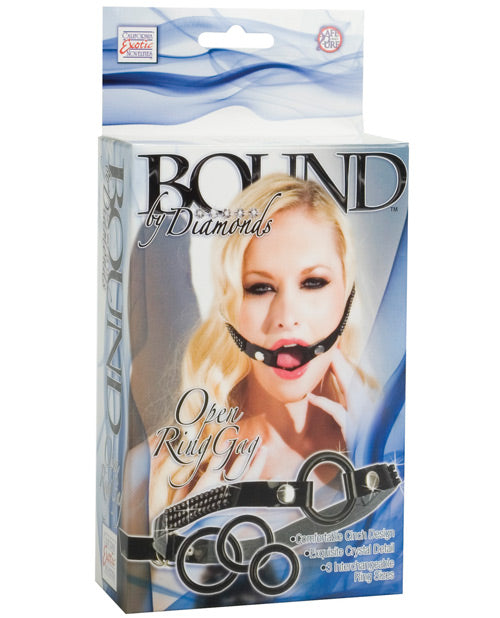 Bound By Diamonds Black Open Ring Gag with Interchangeable Rings Product Image.