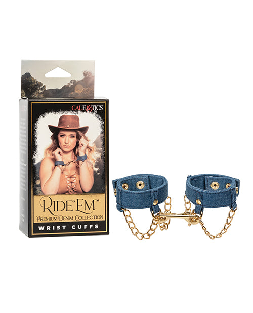 Ride 'Em Premium Denim Wrist Cuffs Product Image.