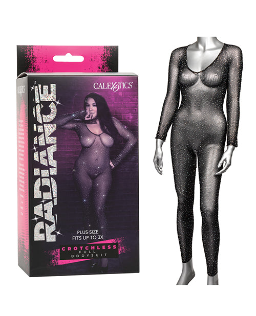 Radiance Plus Size Crotchless Full Body Suit - Black - featured product image.