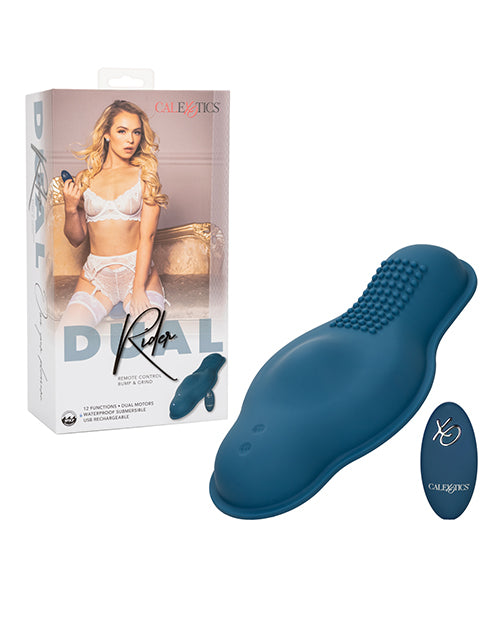 CalExotics Dual Rider Control remoto Bump &amp; Grind - Azul: Vibrador intenso de doble motor - featured product image.