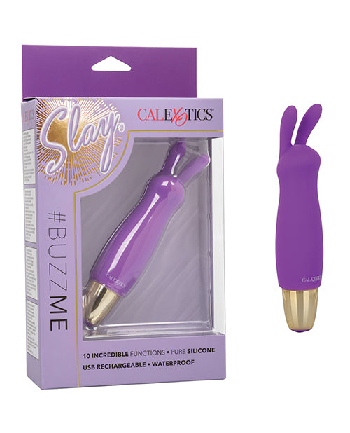 Slay #BuzzMe - Mini masajeador de conejo morado: tu compañero de placer de bolsillo - featured product image.