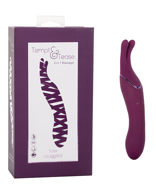 Tempt & Tease Kiss Estimulador de placer de doble extremo en color morado - featured product image.