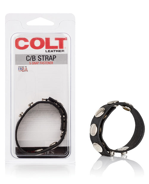 COLT Adjustable 5 Snap Leather Strap in Black: Elevate Your Desires - featured product image.