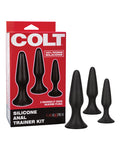 Kit de entrenamiento anal de silicona COLT: tamaños graduados, base de ventosa, silicona segura para el cuerpo
