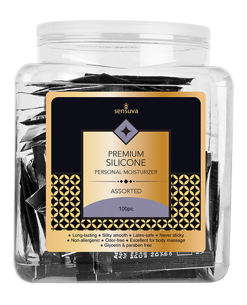 Sensuva Premium Silicone Personal Moisturizer - Luxurious Pleasure Tub of 100 Foil Packs - featured product image.