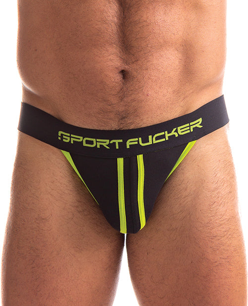 Sport Fucker Jersey Jock - Abraza la comodidad y el estilo en XXL Negro/Negro - featured product image.