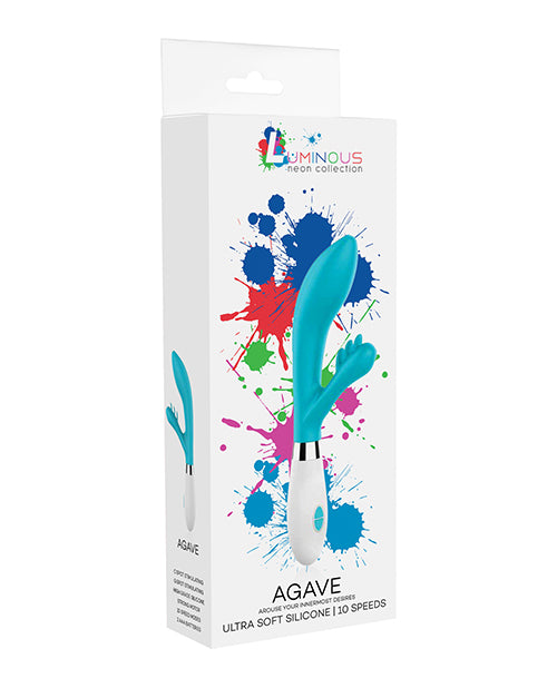 ¡Experimenta el máximo placer con el Shots Luminous Agave Silicone 10 Speed ​​Rabbit en Turquesa! Product Image.