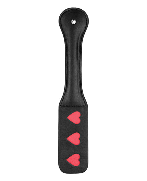 Shots Ouch Hearts Black Leather Paddle - featured product image.