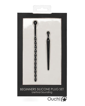 Shots Ouch Silicone Urethral Plug Set - Black - Featured Product Image