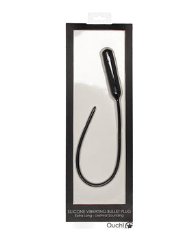 Shots Ouch Extra Long Urethral Vibrating Plug - Black - Featured Product Image