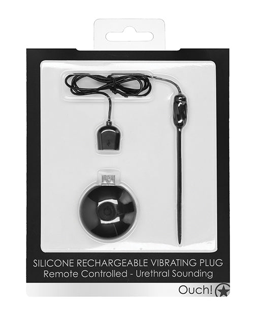 "Plug uretral vibratorio de silicona de 20 modos de Shots Ouch" Product Image.