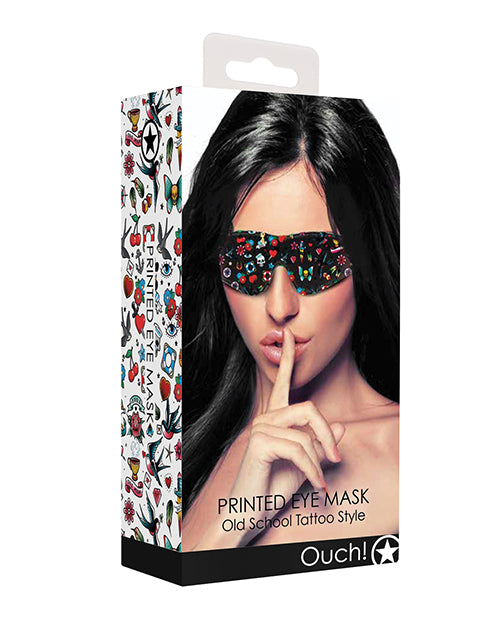 Old School Tattoo Style Printed Eye Mask - Black - featured product image.