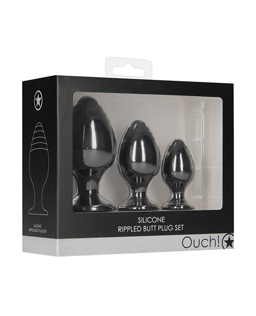 Eleve su intimidad con el juego de tapones anales ondulados Shots Ouch - featured product image.