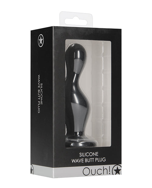 Enchanting Pleasure: Shots Ouch Wave Butt Plug - Black - featured product image.