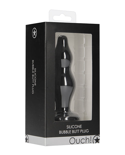 Shots Ouch Bubble Butt Plug - Placer anal de silicona negro - featured product image.