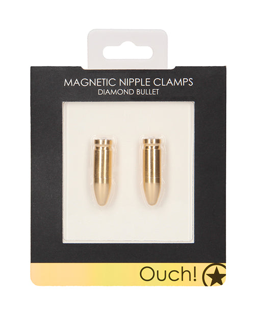 Shots Ouch Diamond Bullet Magnetic Nipple Clamps in Silver - featured product image.