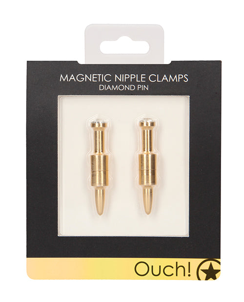 Shots Ouch Diamond Pin Magnetic Nipple Clamps - Silver - featured product image.