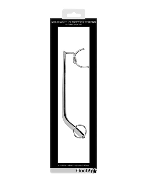 Intimate Ecstasy: Stainless Steel Ribbed Urethral Dilator Stick by Shots Ouch! Product Image.