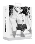 Shots Ouch Black & White Leather Cuffs - Elegant Bondage Bliss