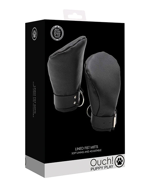 Shots Ouch Puppy Play Black Neoprene Paw Mitts - featured product image.