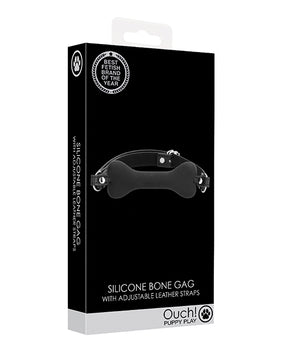 Shots Ouch Puppy Play Black Silicone Bone Gag: Comfortable Fit, High-Quality Materials, Perfect for Obedience Training - Featured Product Image
