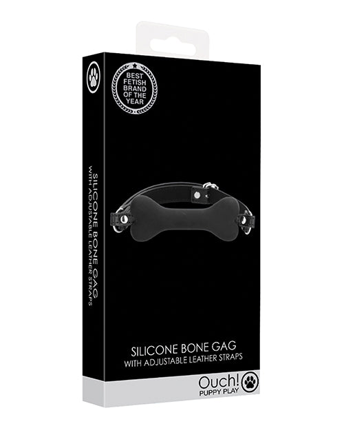 Shots Ouch Puppy Play Black Silicone Bone Gag - featured product image.