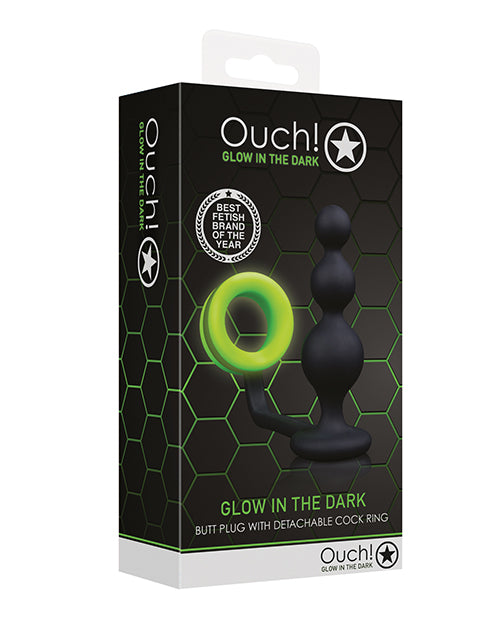 Glow-in-the-Dark Butt Plug & Cock Ring: Double Pleasure Product Image.