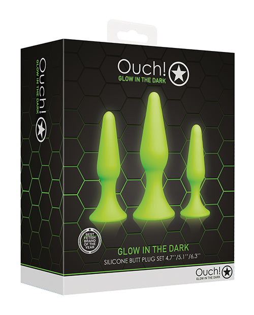 Ouch! Glow in the Dark Butt Plug Set - Enchanting Pleasure Awaits - featured product image.