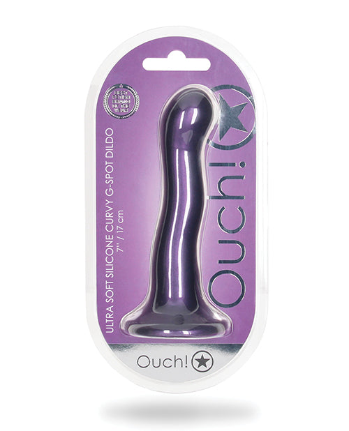 Shots Ouch 7" Metallic Purple Curvy G-spot Dildo Product Image.